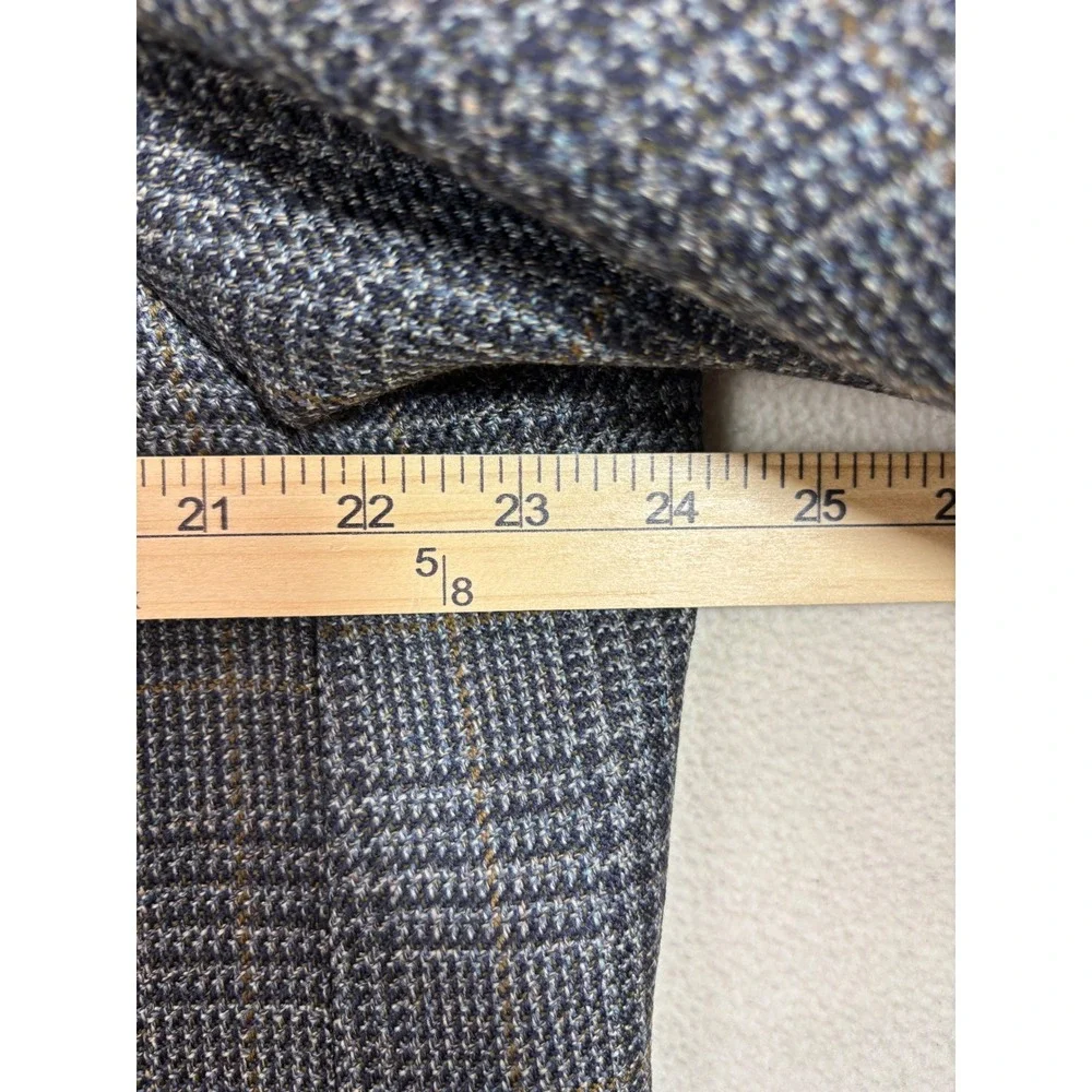 Jos A Bank Corporate Collection Mens Grey Plaid Wool Blazer Sport Coat Sz 48
